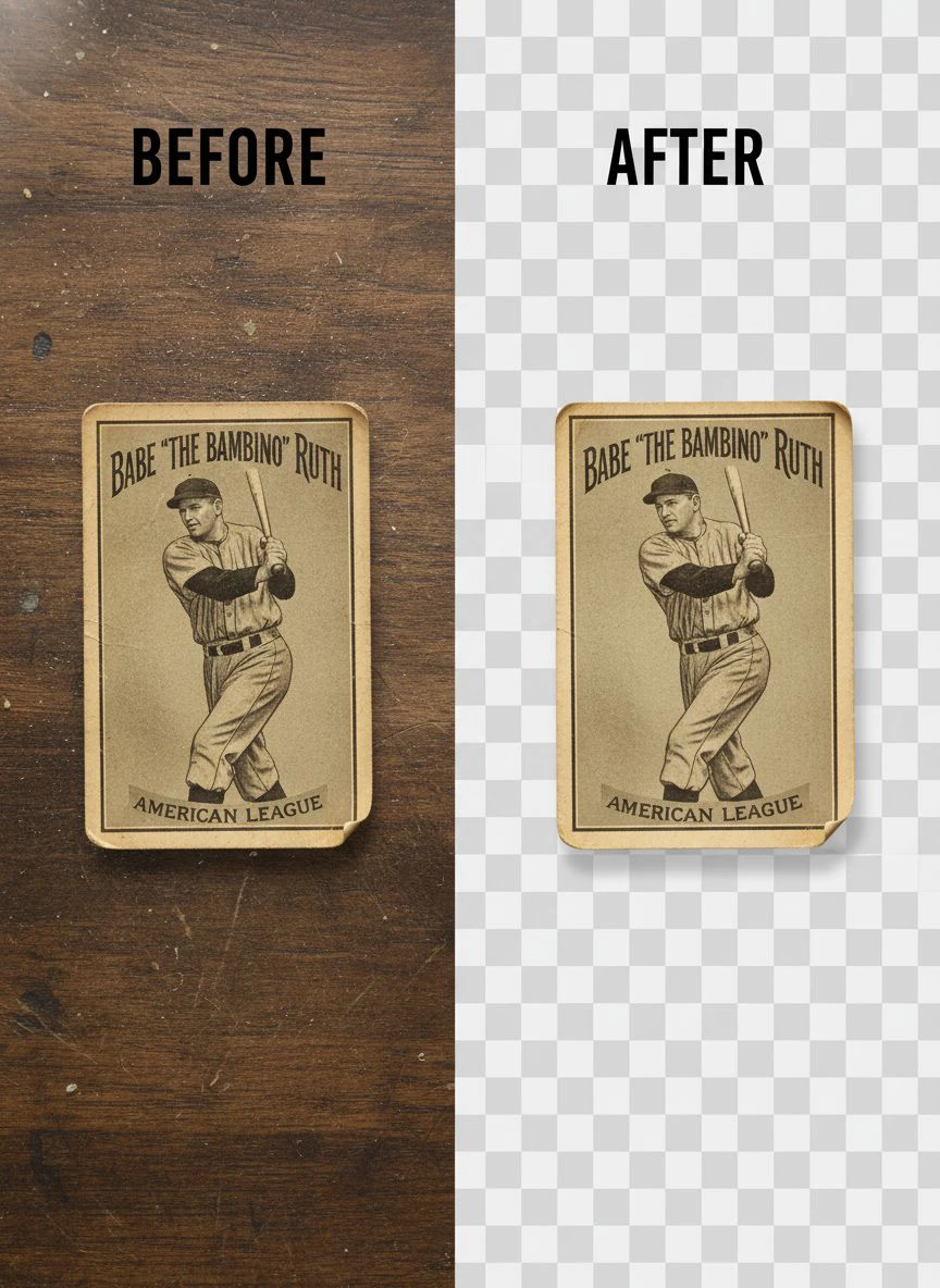remove shadow and background from vintage trading card scans - Professional Guide